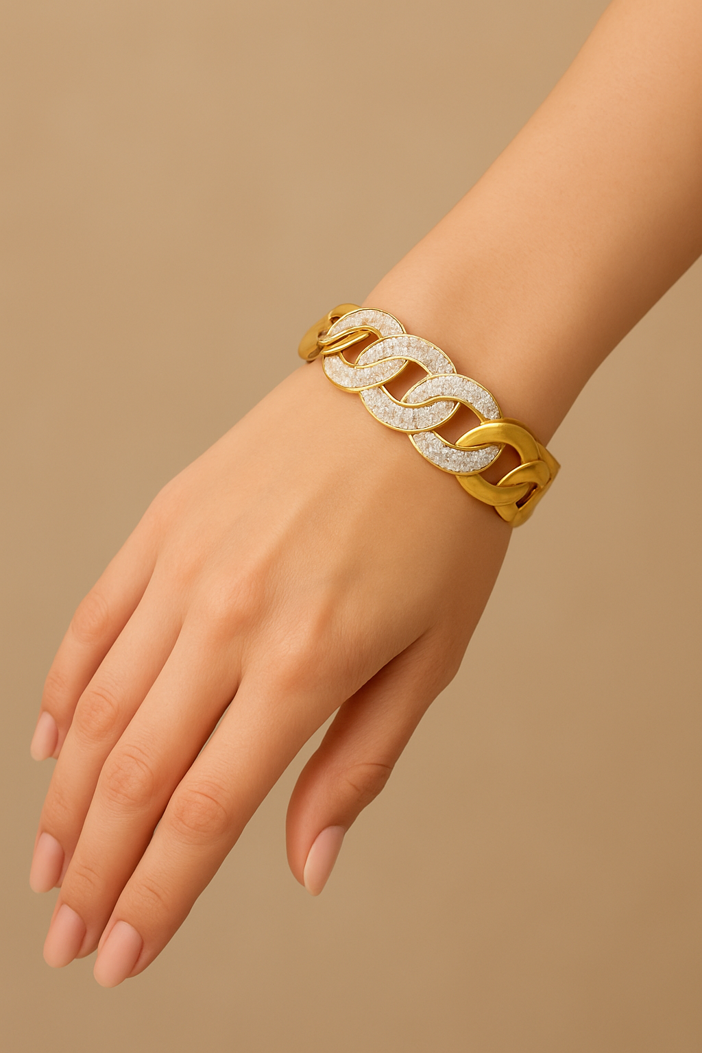 Bracelet Élégance Dorée - Maillons Cristallins