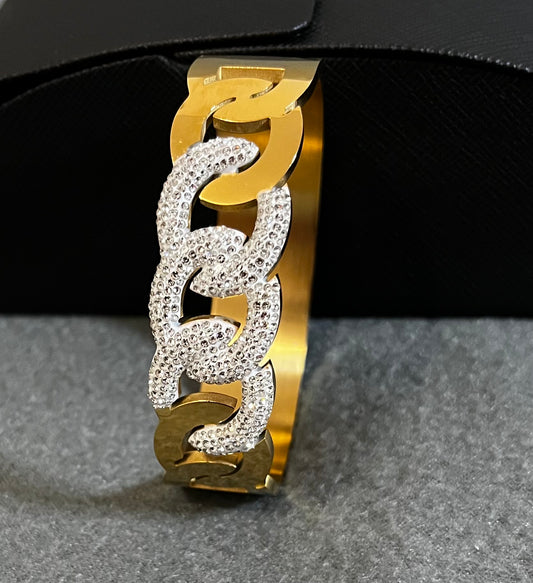 Bracelet Élégance Dorée - Maillons Cristallins