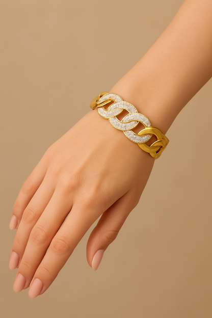 Bracelet Élégance Dorée - Maillons Cristallins